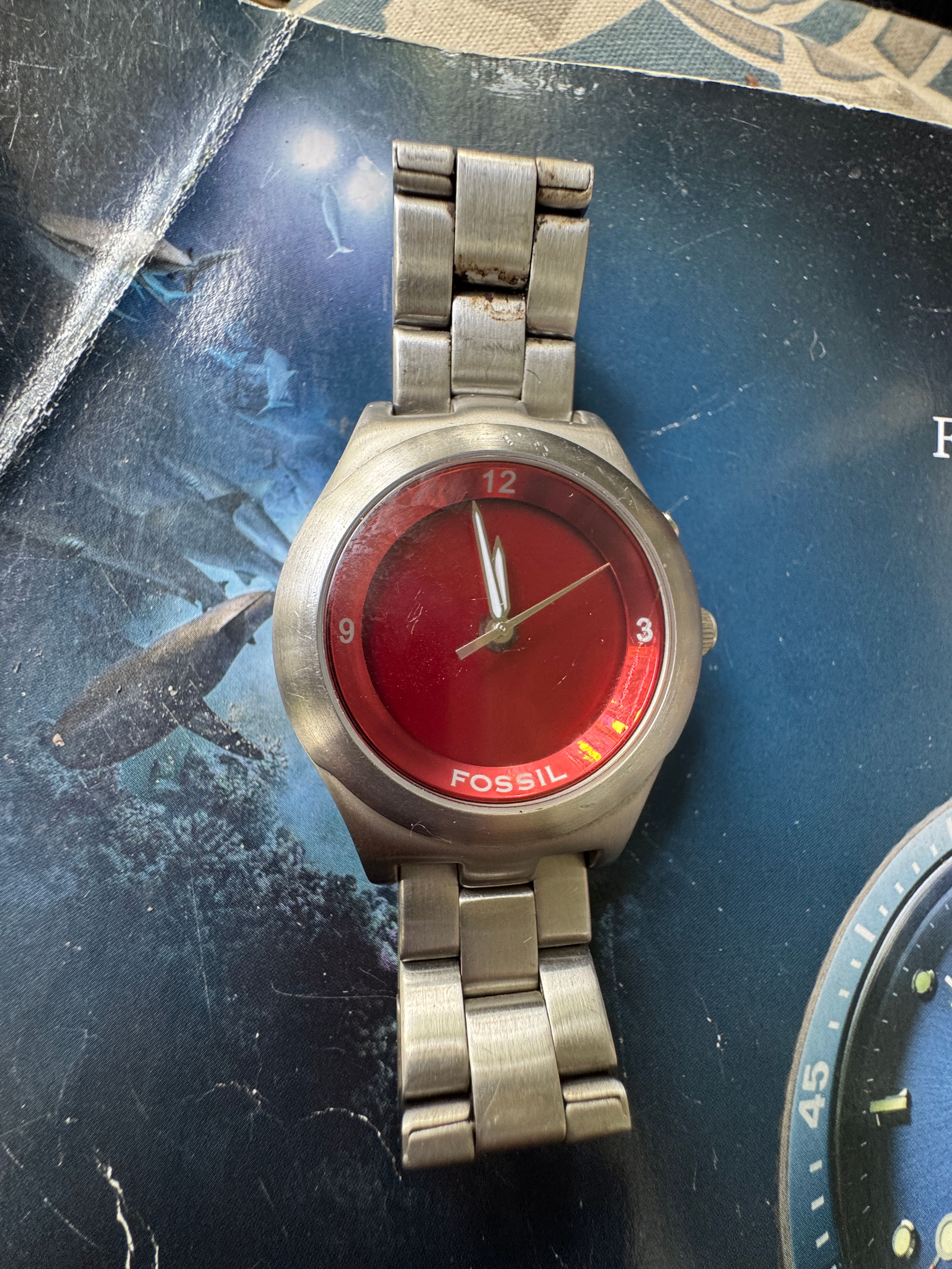 Fossil Big Tic Red Dial Watch
