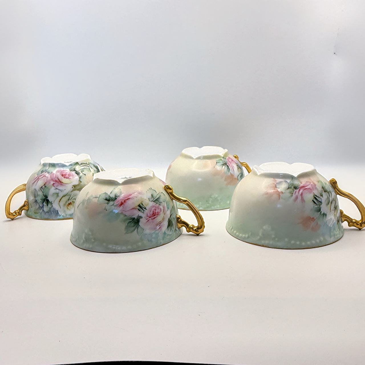 Vintage Limoges Hand Painted Floral Teacups