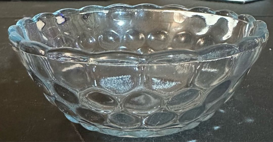 Anchor Hocking Blue Bubble Glass Serving Bowl