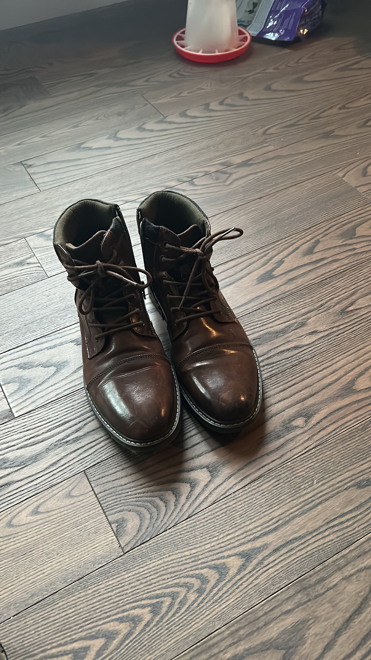 Men's Brown Leather Lace-Up Boots