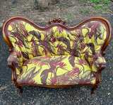 Vintage Victorian Style Tropical Loveseat - Image 2