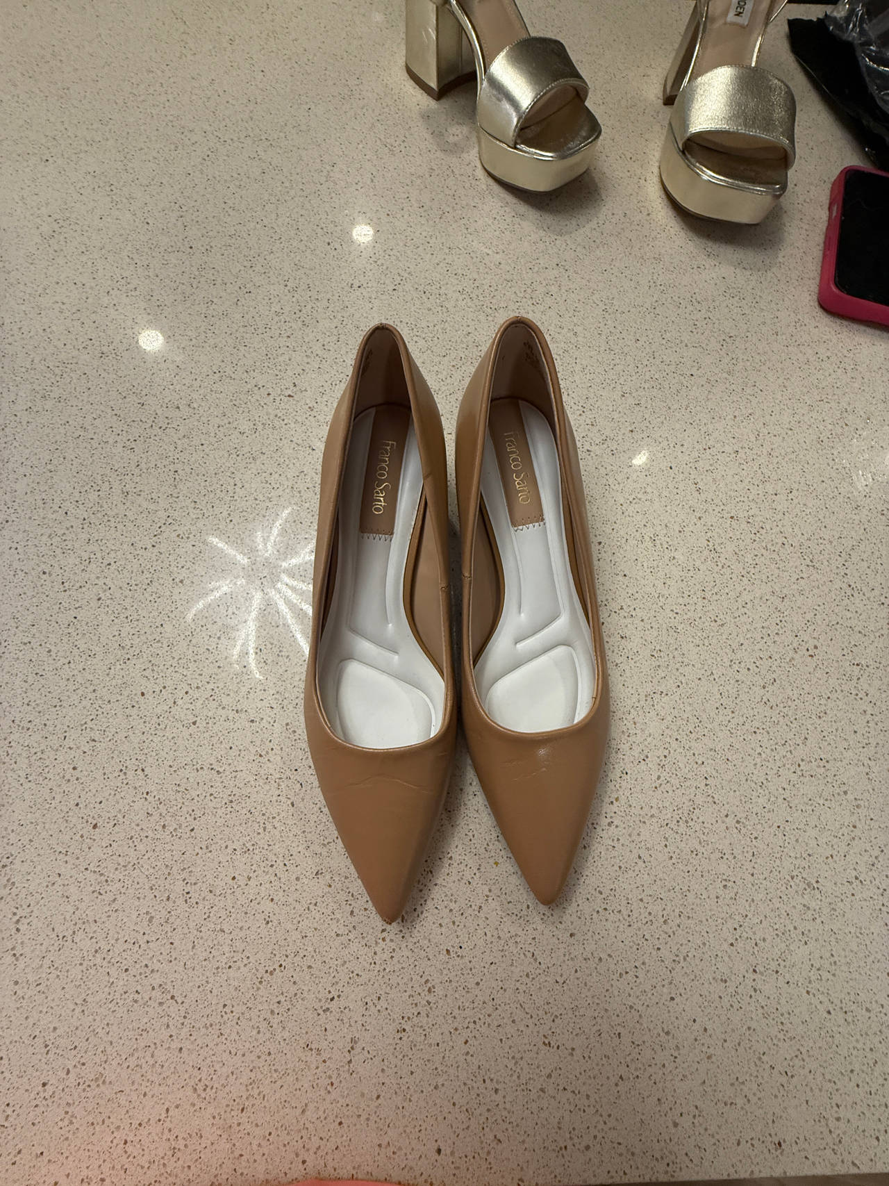 Franco Sarto Nude Pointed Toe Pumps