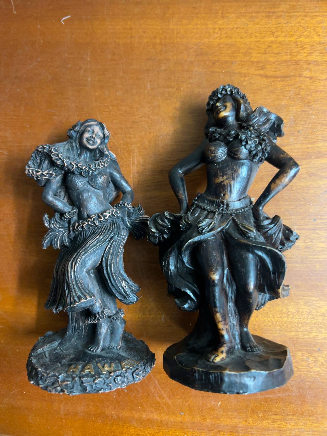 HIP Original Hawaiian Hula Girl Figurine Lava Resin 2pcs