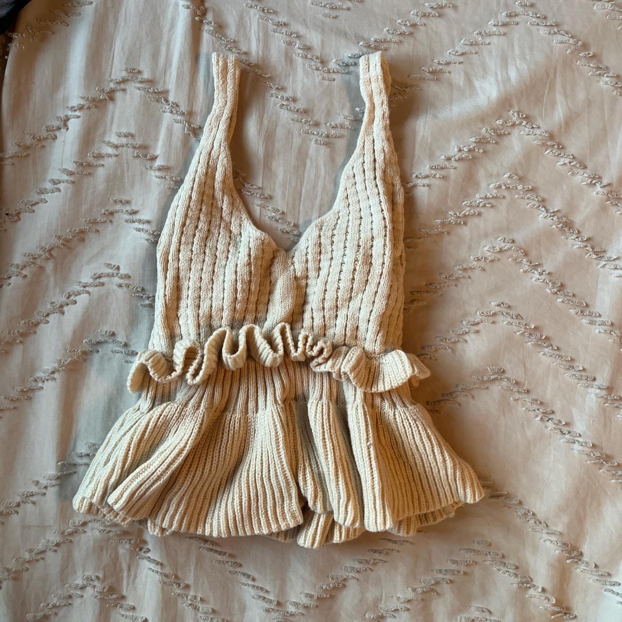 Ribbed Knit Peplum Tank Top