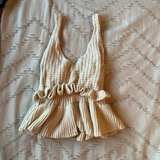 Ribbed Knit Peplum Tank Top - Image 1