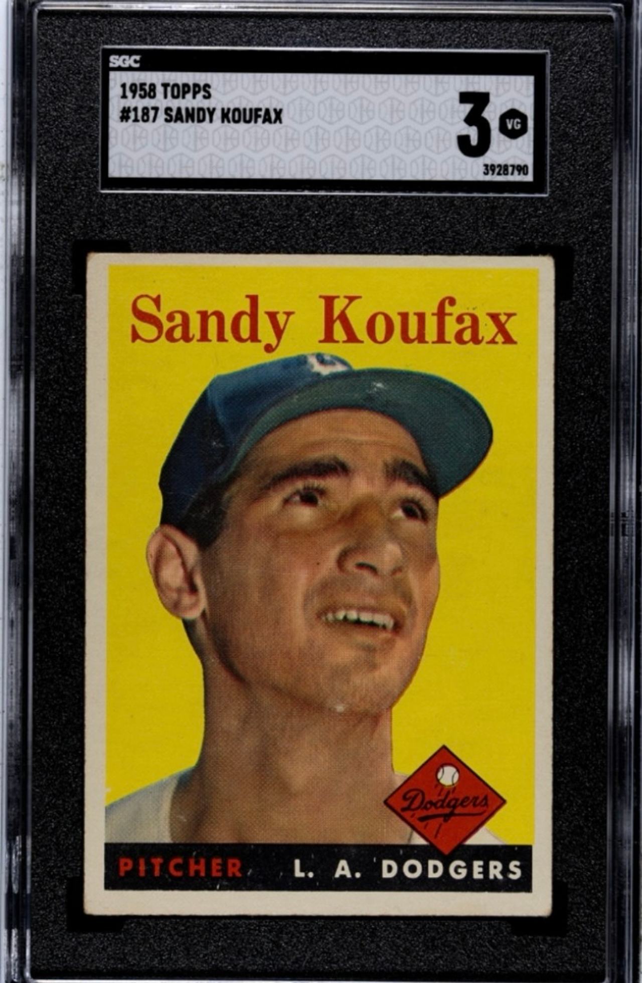 1958 Topps Sandy Koufax #187 SGC 3 VG