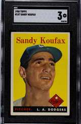 1958 Topps Sandy Koufax #187 SGC 3 VG - Image 1
