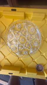 Vintage Pinwheel Cut Glass Platter and Bowl Set - Image 3