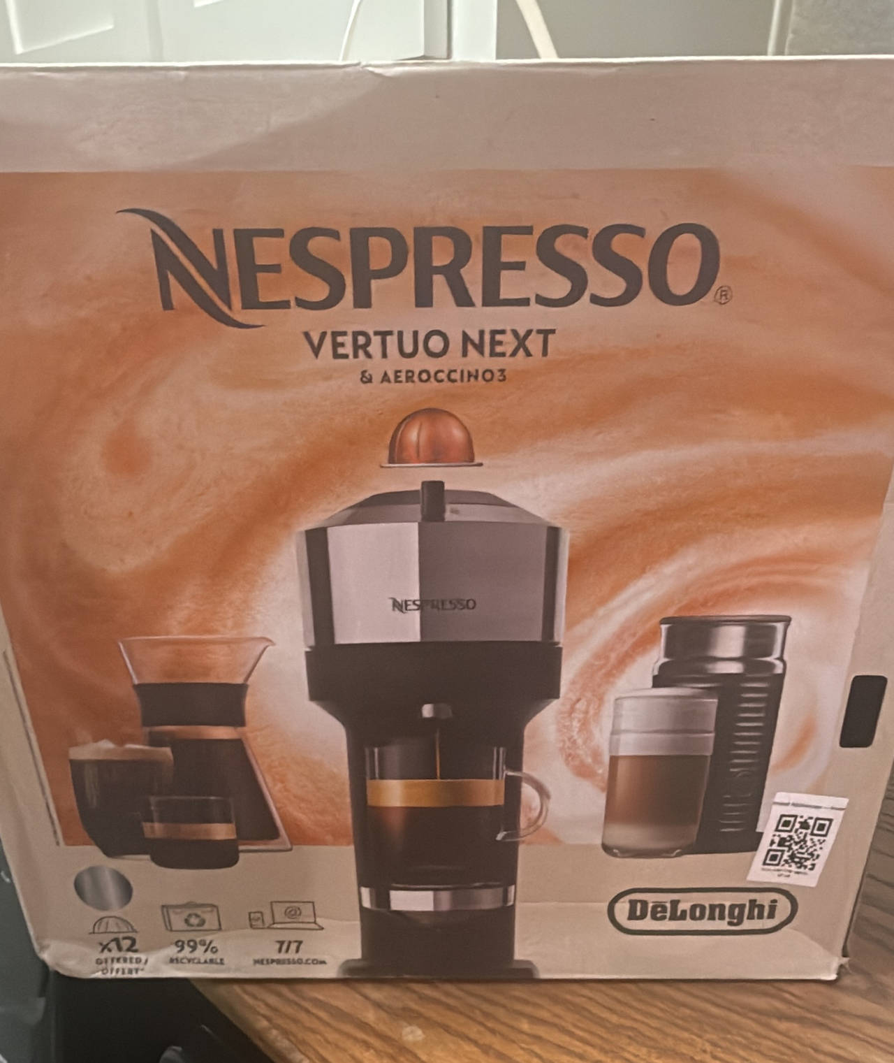 Nespresso Vertuo Next Coffee and Espresso Machine by De'Longhi with Aeroccino3 Milk Frother