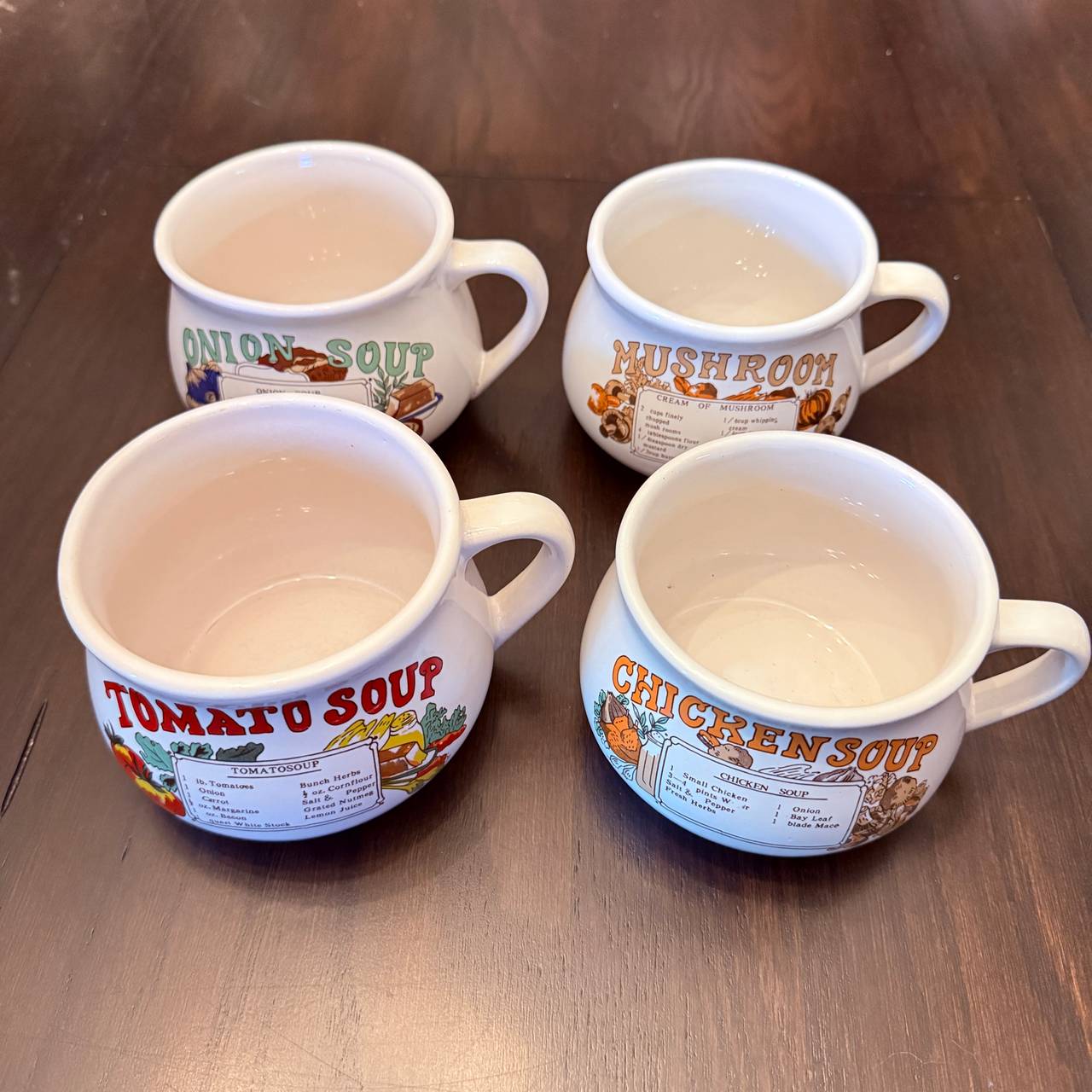 Vintage Ceramic Recipe Soup Mugs