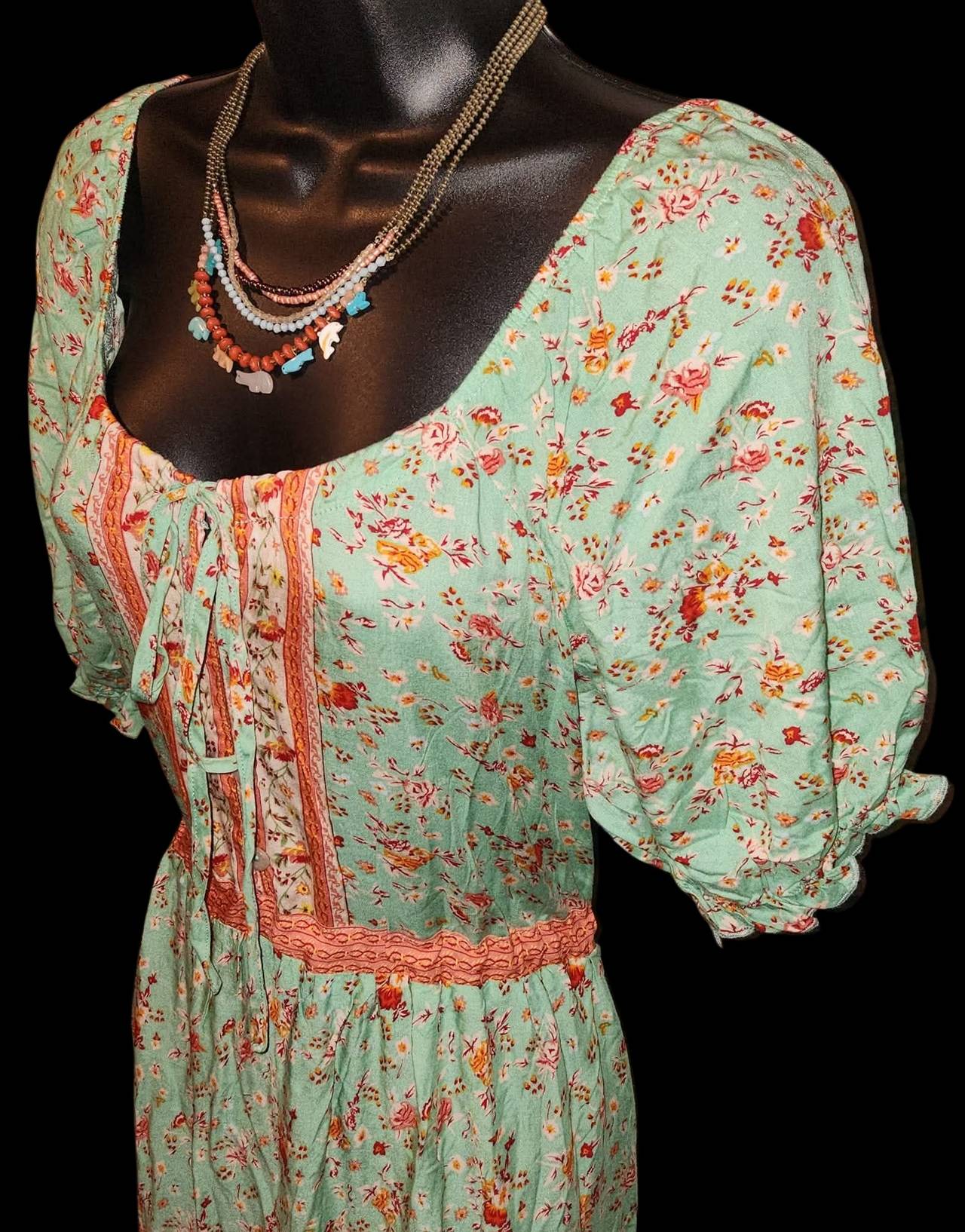 Boho Floral Puff Sleeve Dress