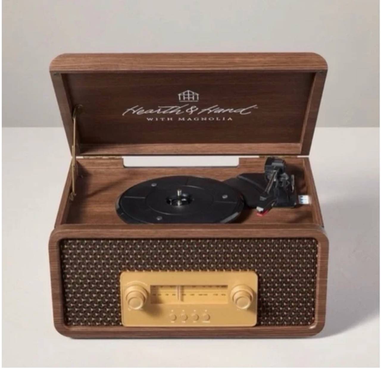 Hearth & Hand Vintage 3-in-1 Vinyl Record Player Wood Grain Finish