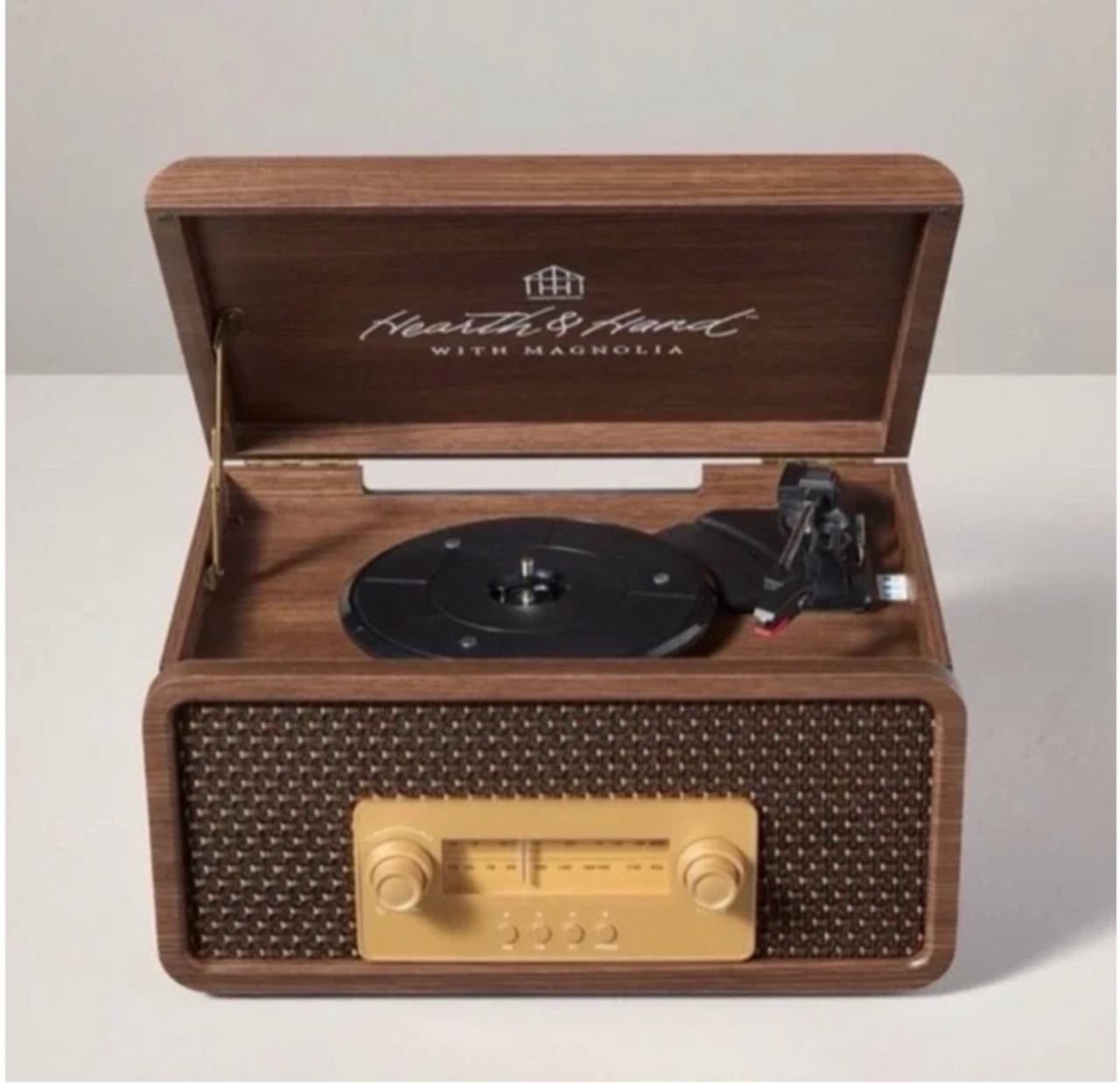 Hearth & Hand Vintage 3-in-1 Vinyl Record Player Wood Grain Finish