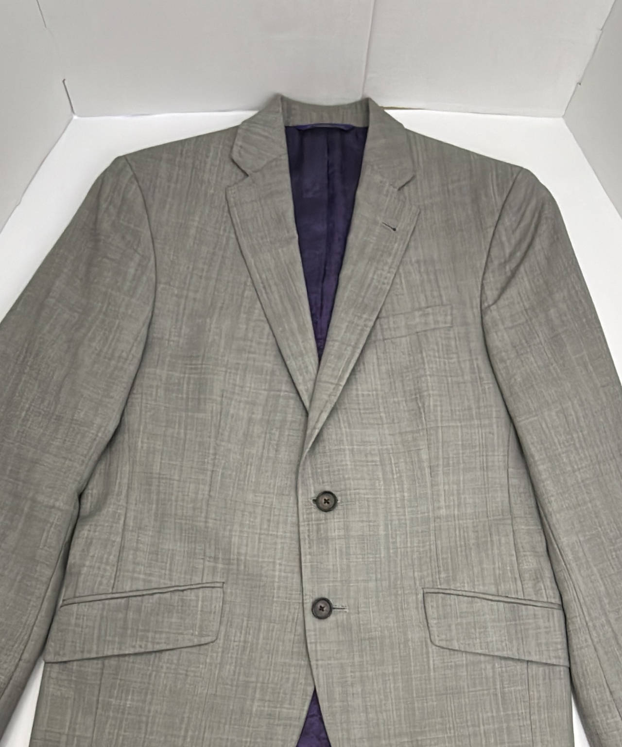 Ted Baker Light Gray Sport Coat with Purple Lining