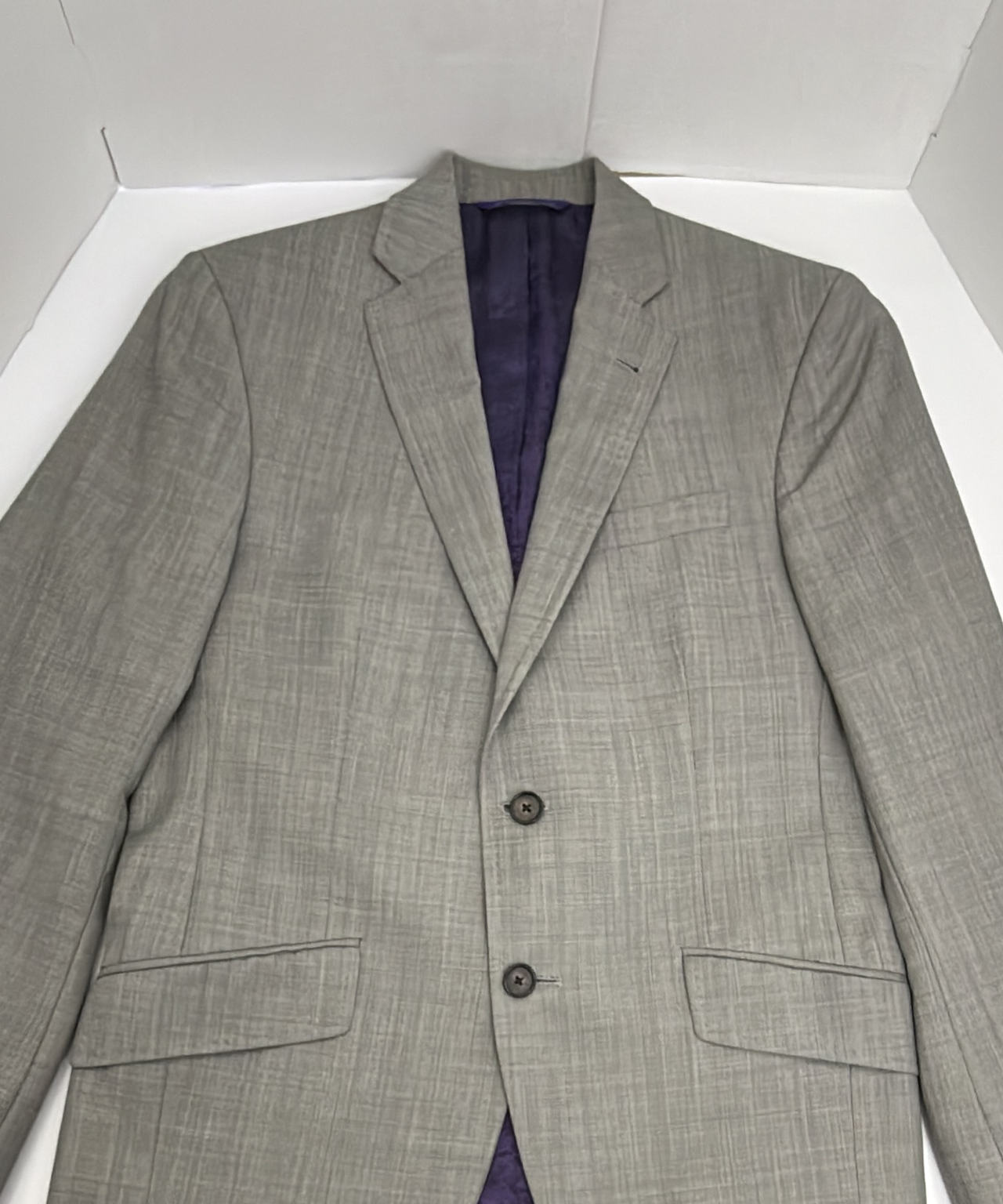 Ted Baker Light Gray Sport Coat with Purple Lining