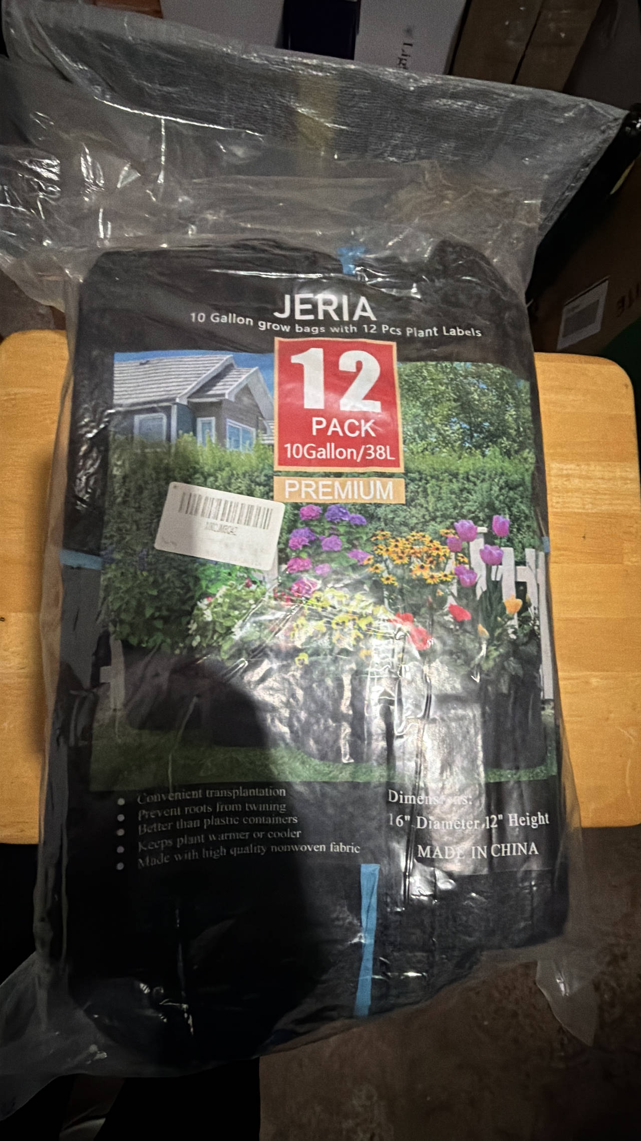JERIA 12-Pack 10 Gallon Grow Bags with 12 Pcs Plant Labels