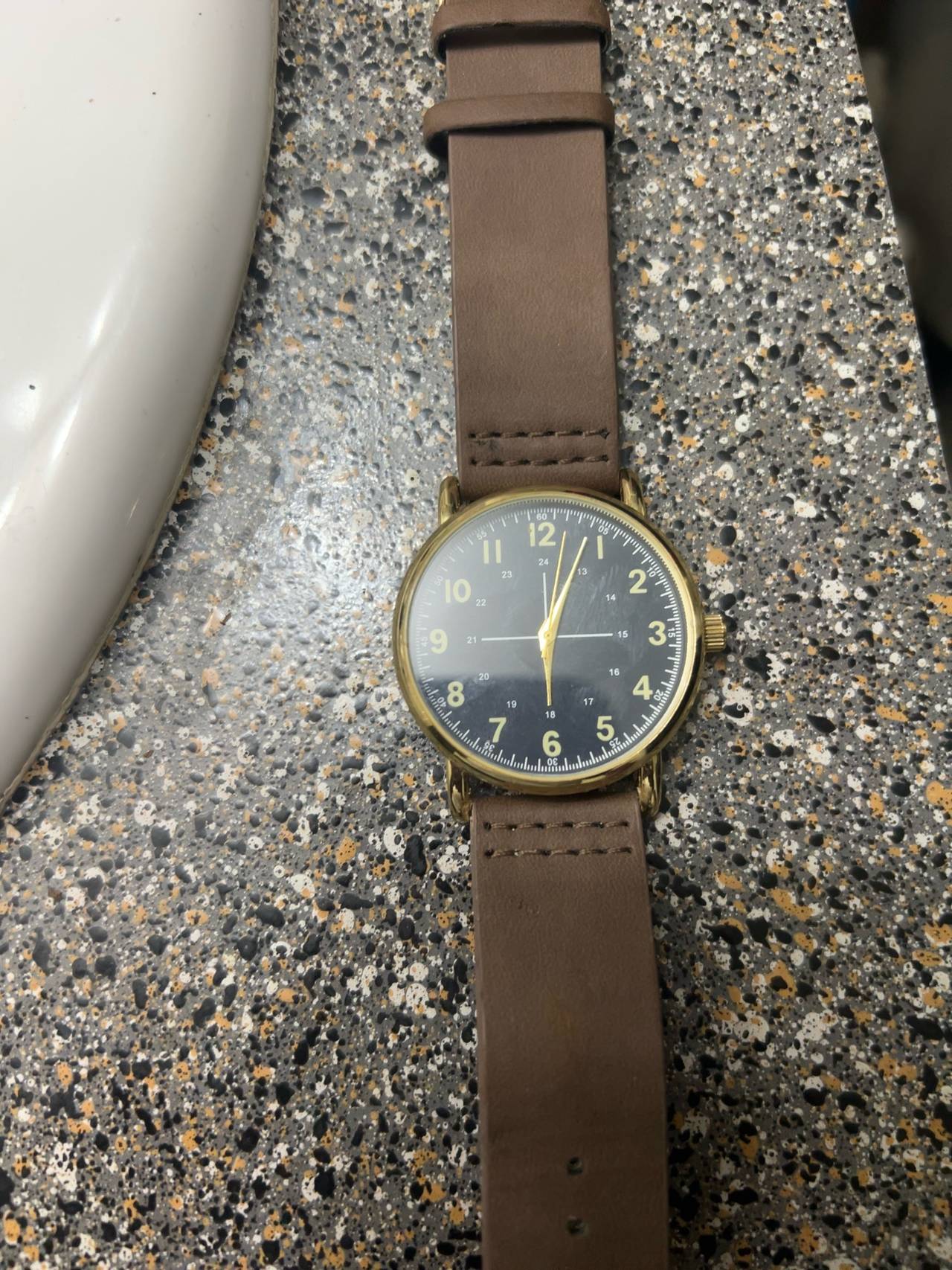 Timex Standard Chronograph Gold-Tone Black Dial Leather Strap