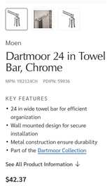 Moen Dartmoor 24 in. Towel Bar in Brushed Nickel - Image 3