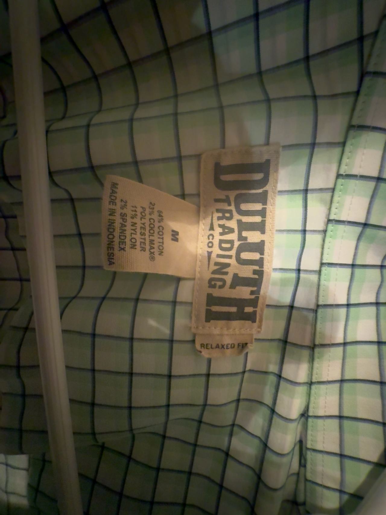 Duluth Trading Relaxed Fit Blue Plaid Oxford Shirt