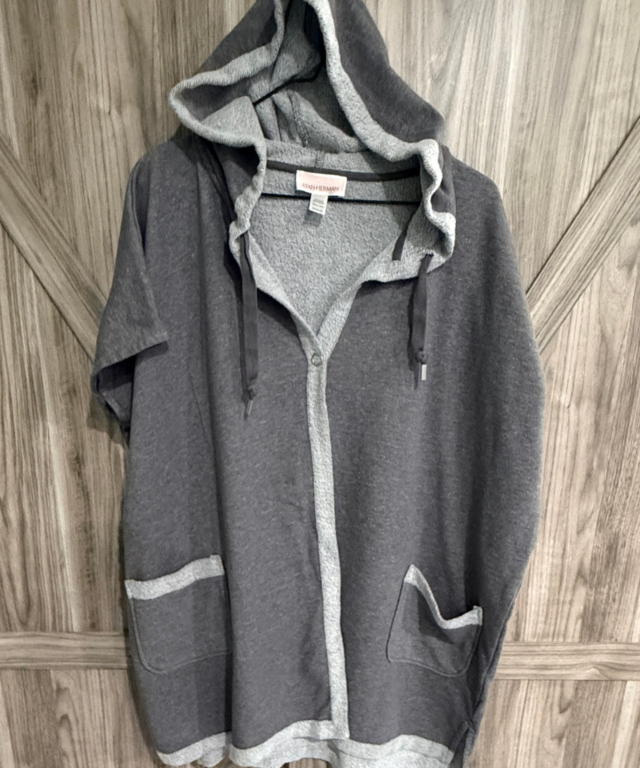 Stan Herman Short Sleeve Hooded Lounger Robe one size Plus
