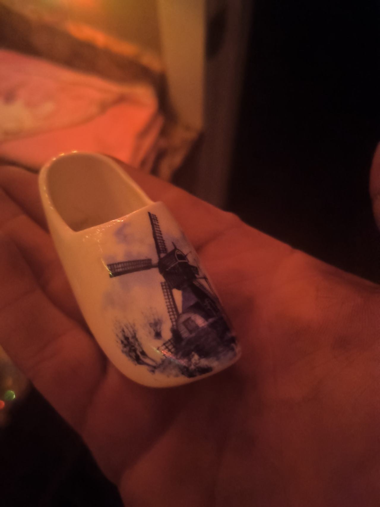 Delft Blue Ceramic Dutch Clog Windmill Souvenir