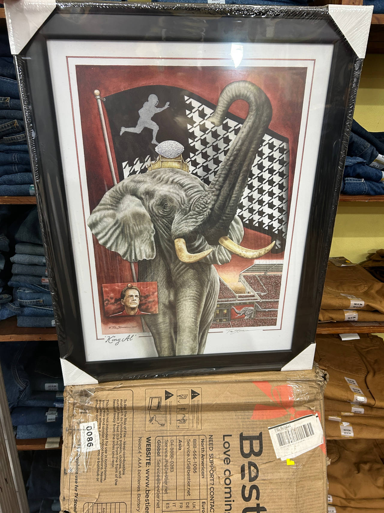 Framed Alabama Crimson Tide Elephant Art Print