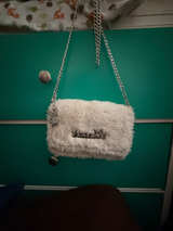 Playboy White Faux Fur Rhinestone Crossbody Bag - Image 1