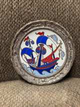 Iznik Ceramic Ship Plate Blue 30 cm - Image 1