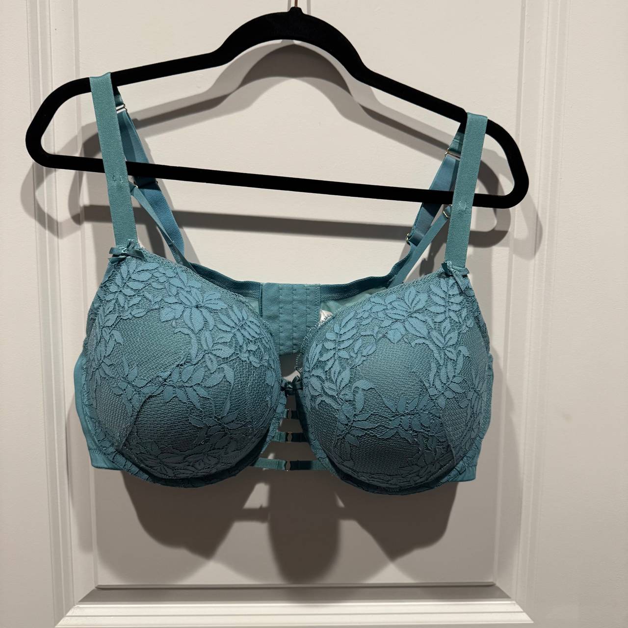 Cacique boost balconette bra 42DDD green lace double straps
