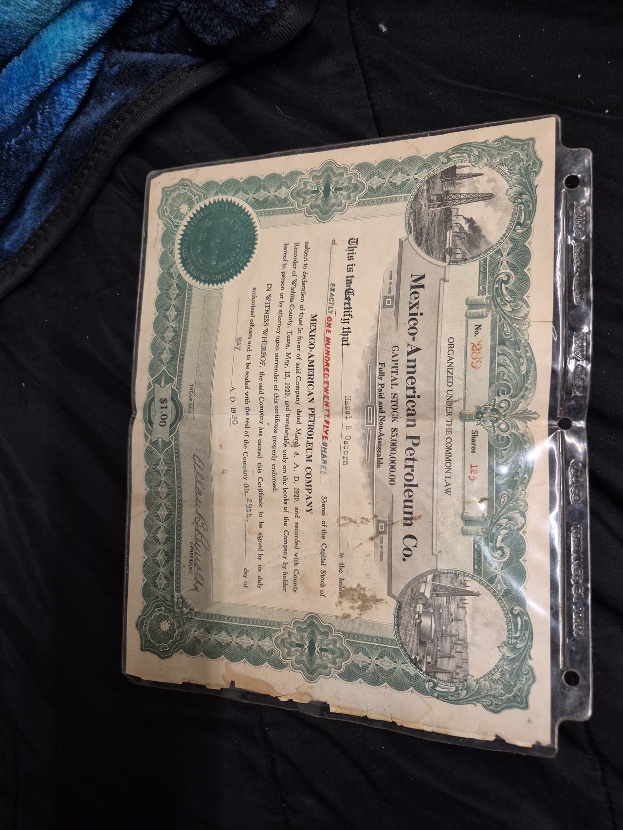 Mexico-American Petroleum Co. Stock Certificate
