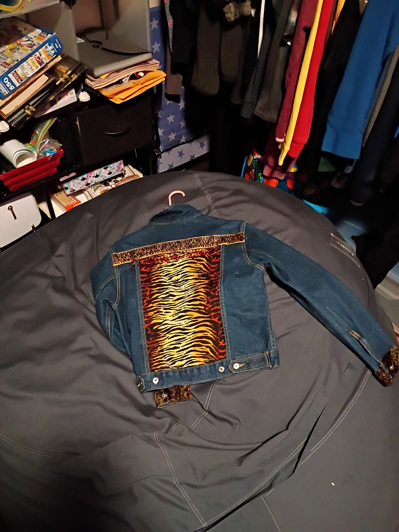 Leopard Print Patchwork Denim Jacket