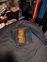 Leopard Print Patchwork Denim Jacket - Image 1