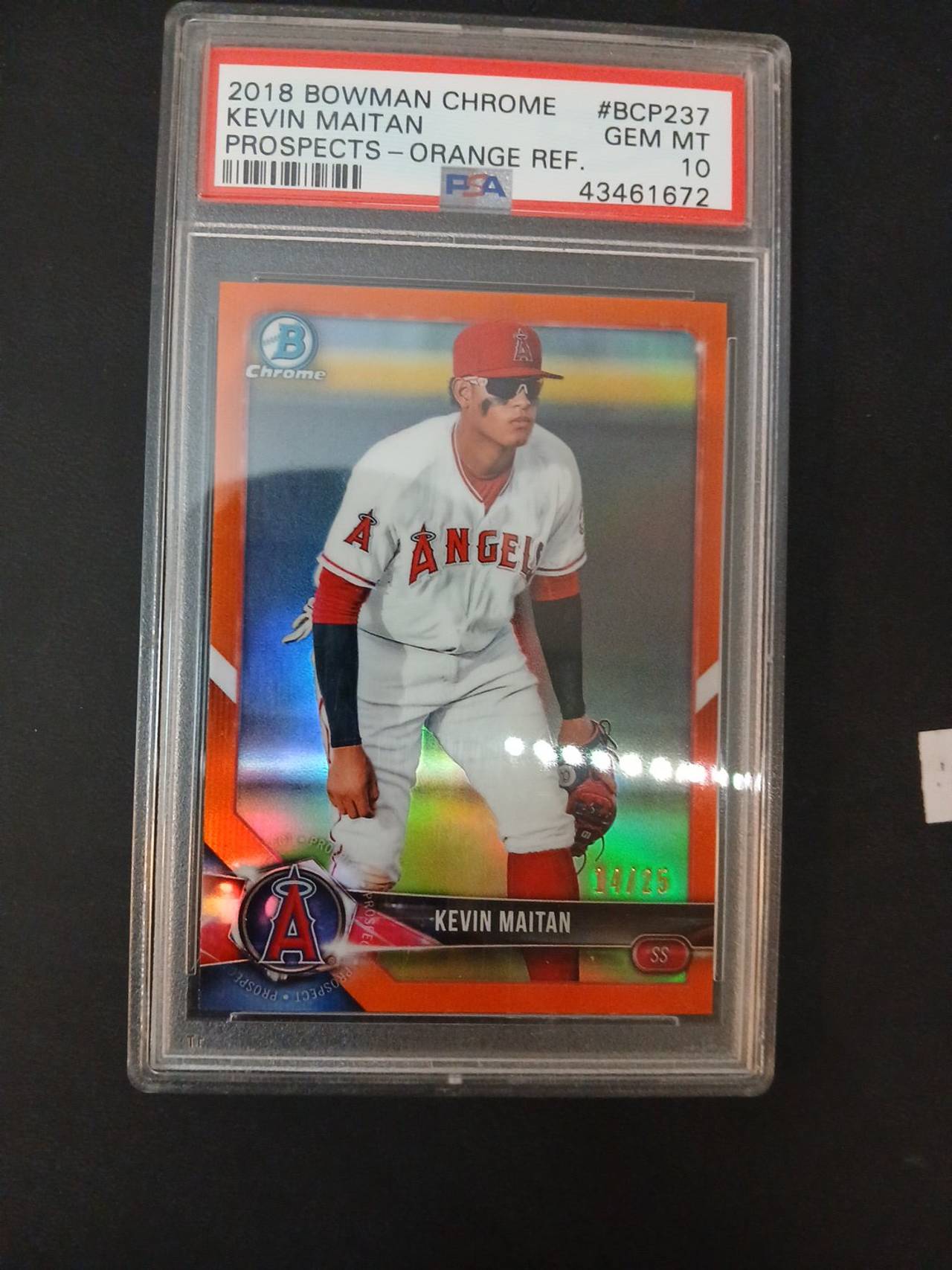 2018 Bowman Chrome Kevin Maitan Orange Refractor PSA 10