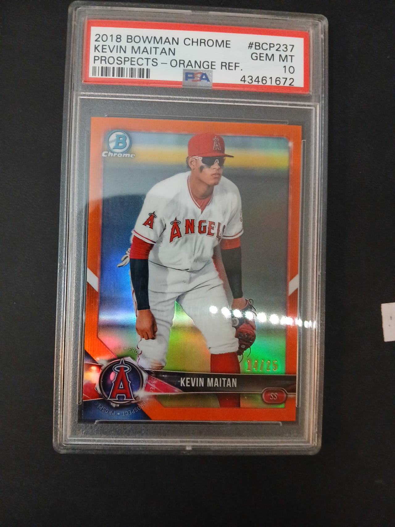 2018 Bowman Chrome Kevin Maitan Orange Refractor PSA 10