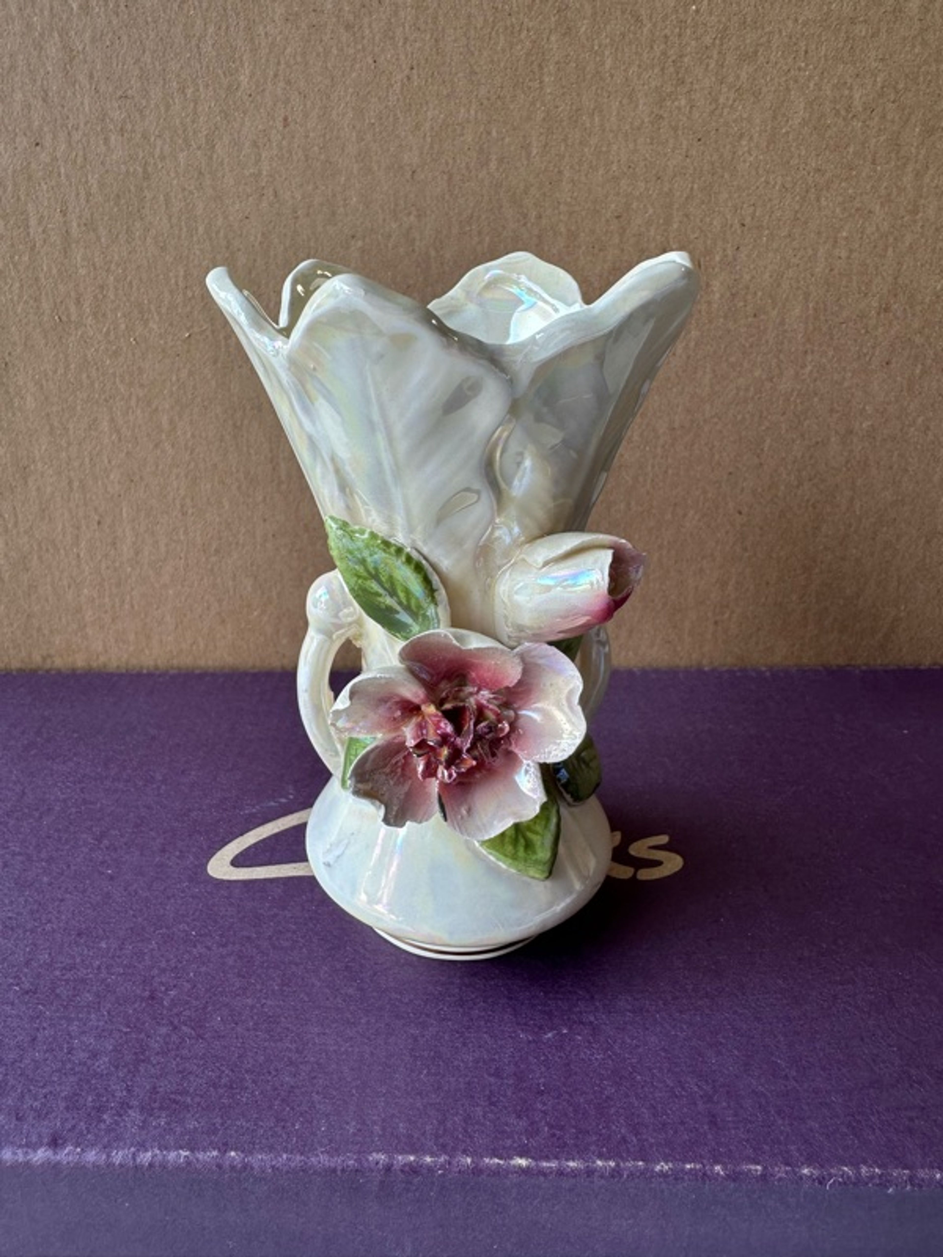Norcrest Vintage Iridescent Lusterware Porcelain Rose Bud Vase