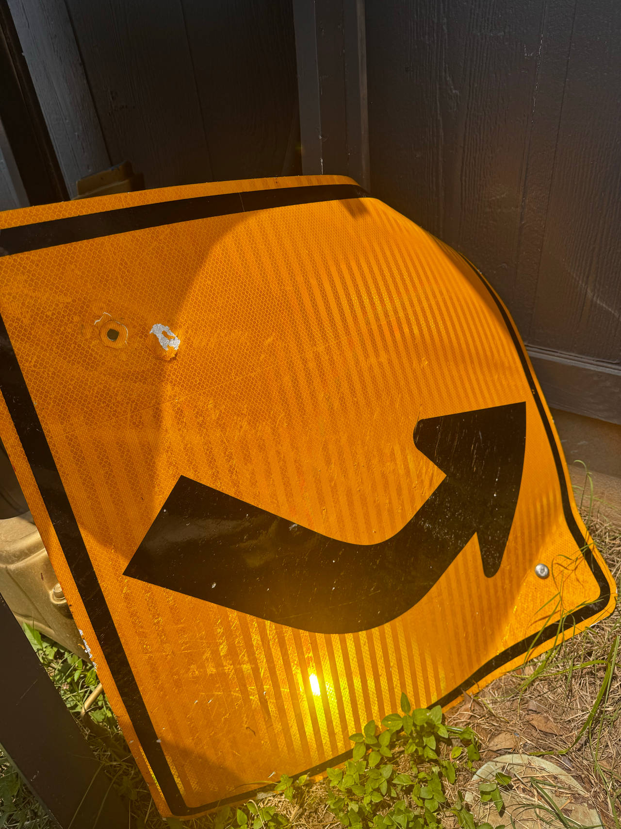 Yellow Right Curve Road Sign