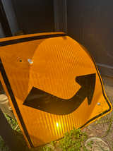 Yellow Right Curve Road Sign - Image 1