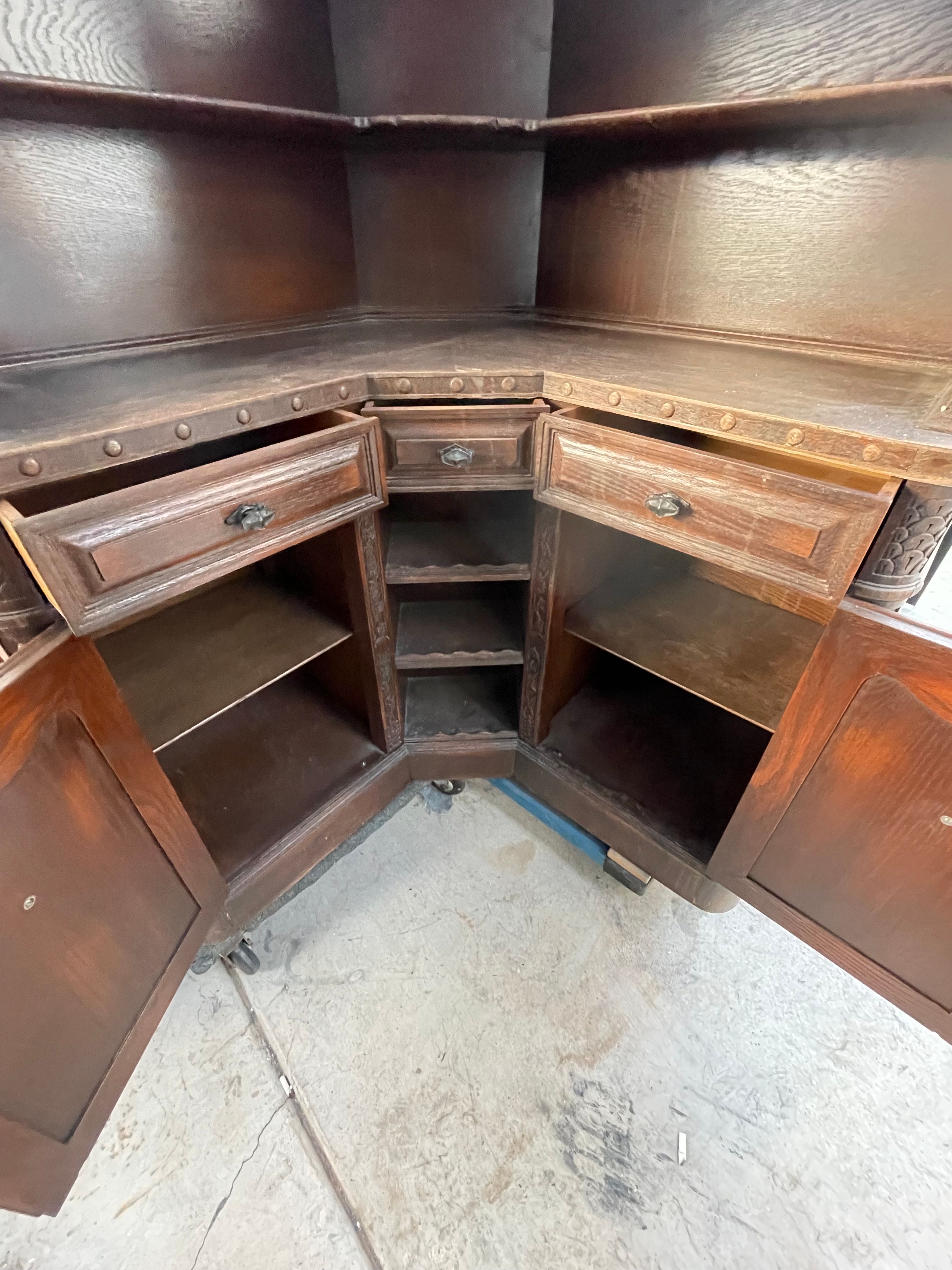 French Walnut Renaissance Corner Cabinet - Image 2