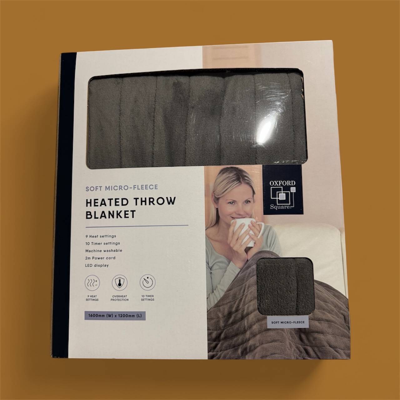 Oxford Square Heated Throw Blanket