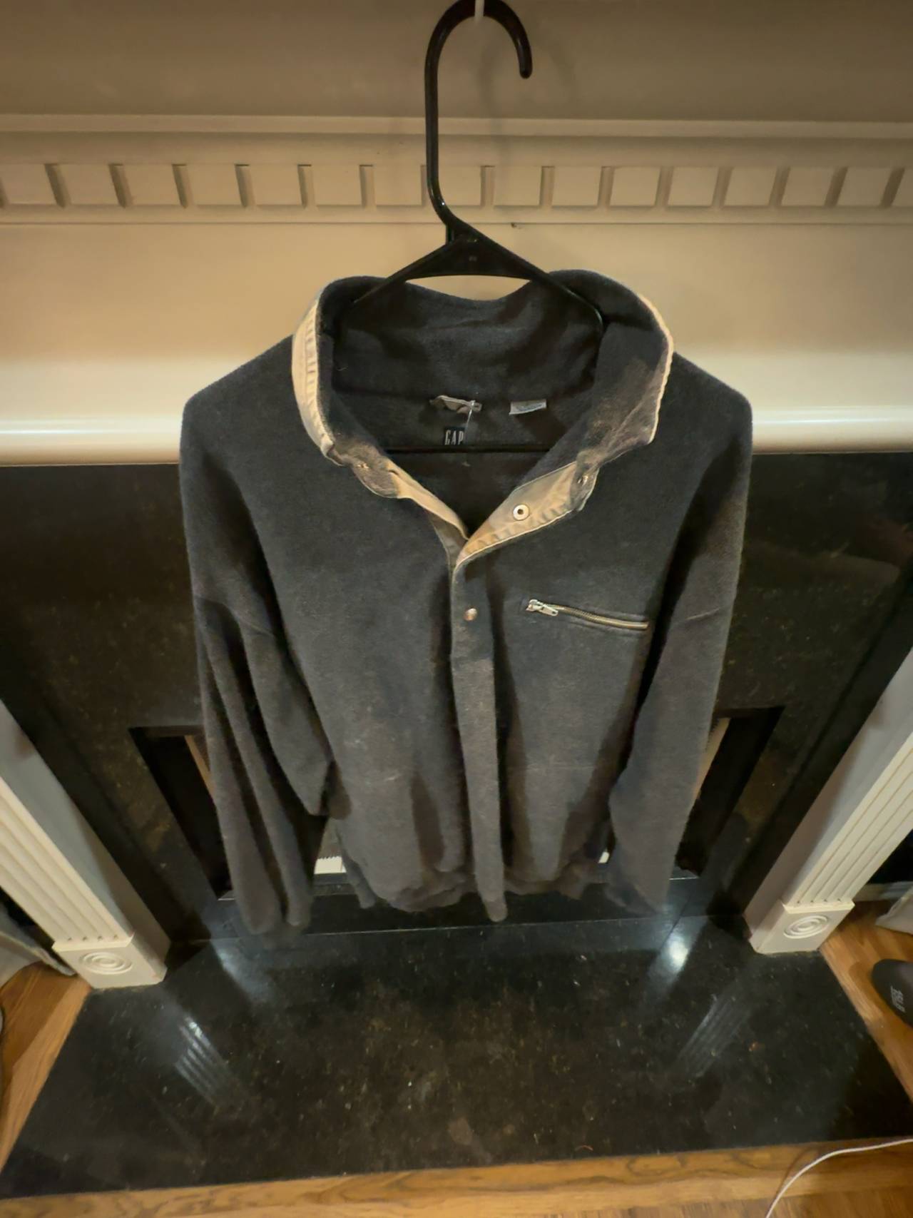 Gray Gap Vintage Size Large Unisex Half-Zip Fleece Jacket Navy