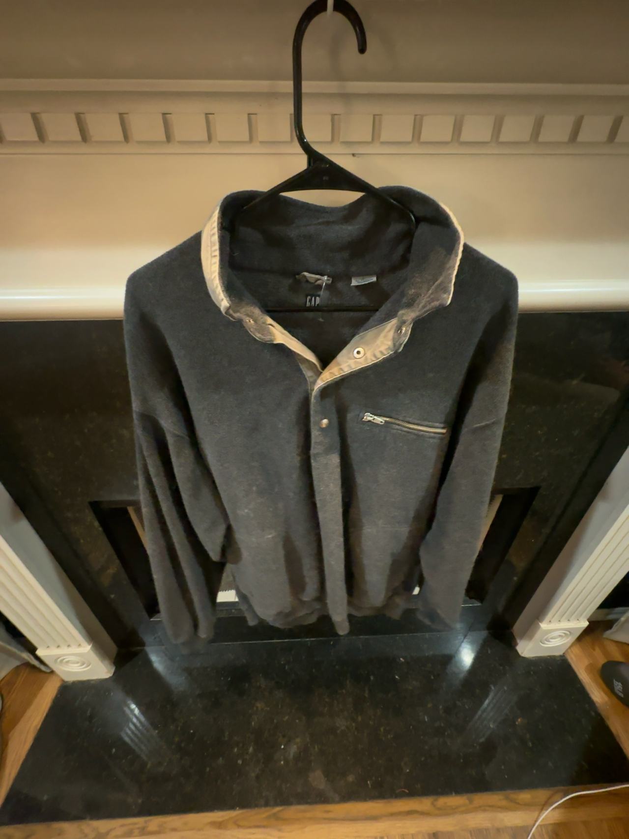 Gray Gap Vintage Size Large Unisex Half-Zip Fleece Jacket Navy