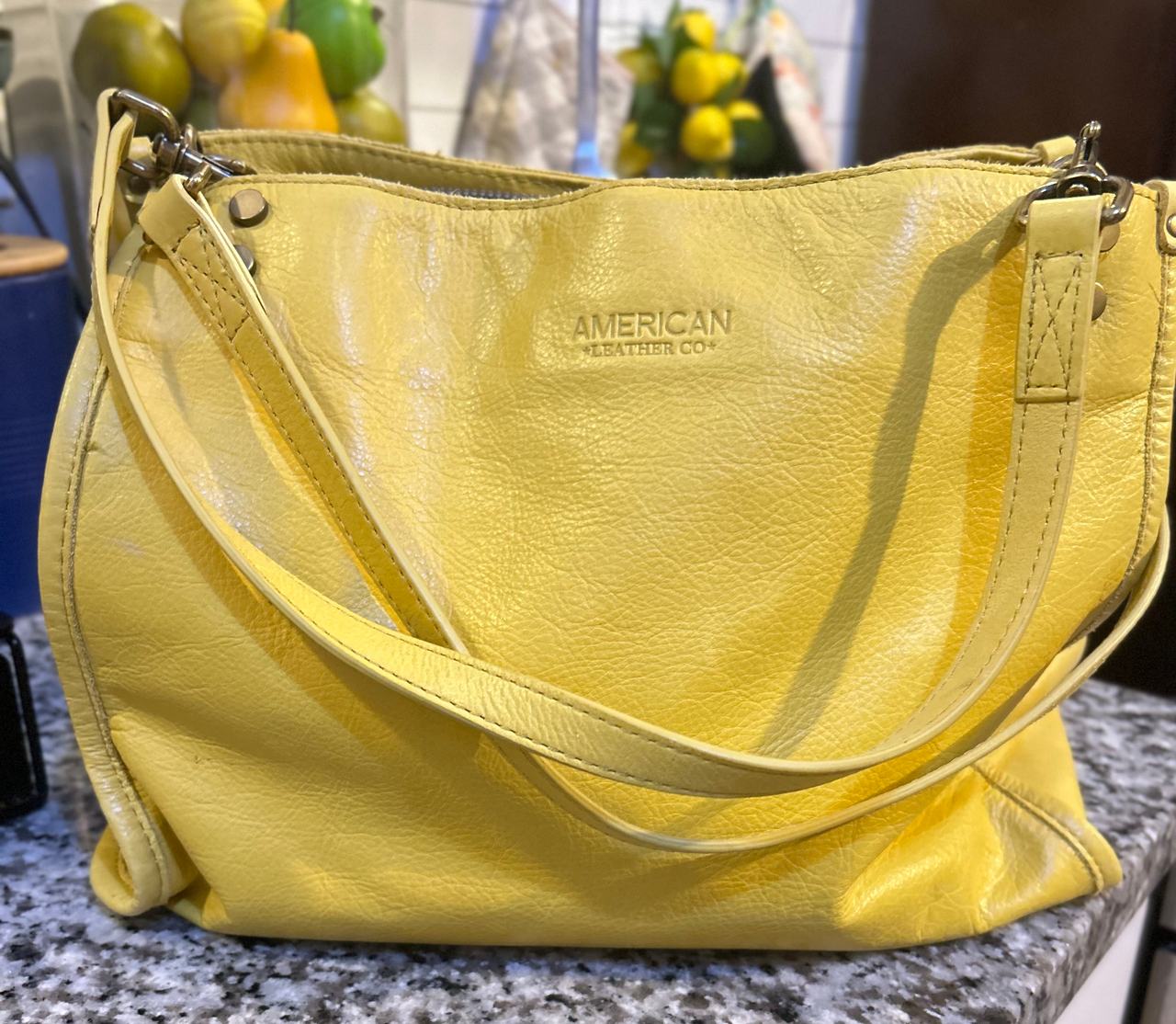 American Leather Co. Yellow Leather Shoulder Bag