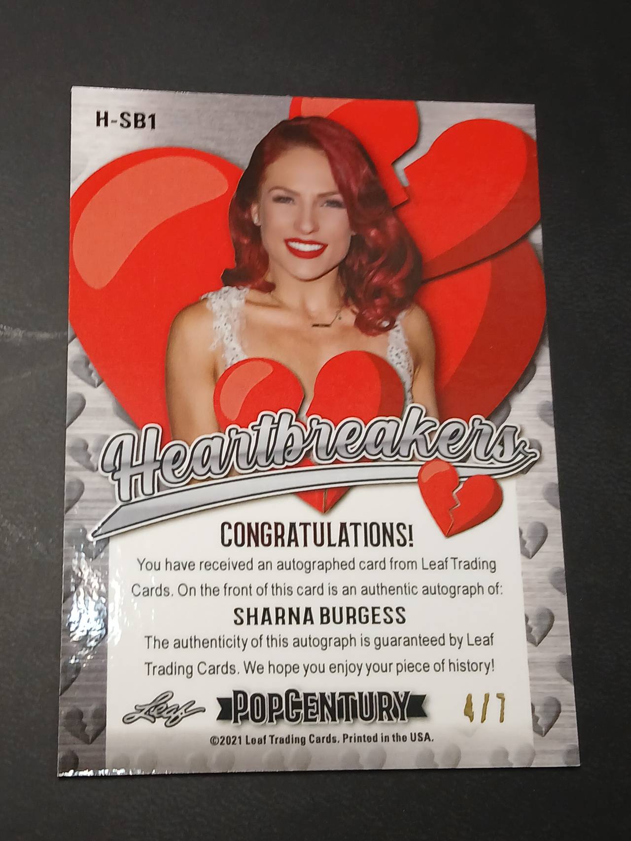 2021 Leaf Pop Century Heartbreakers Sharna Burgess Autograph Green Prismatic #/7
