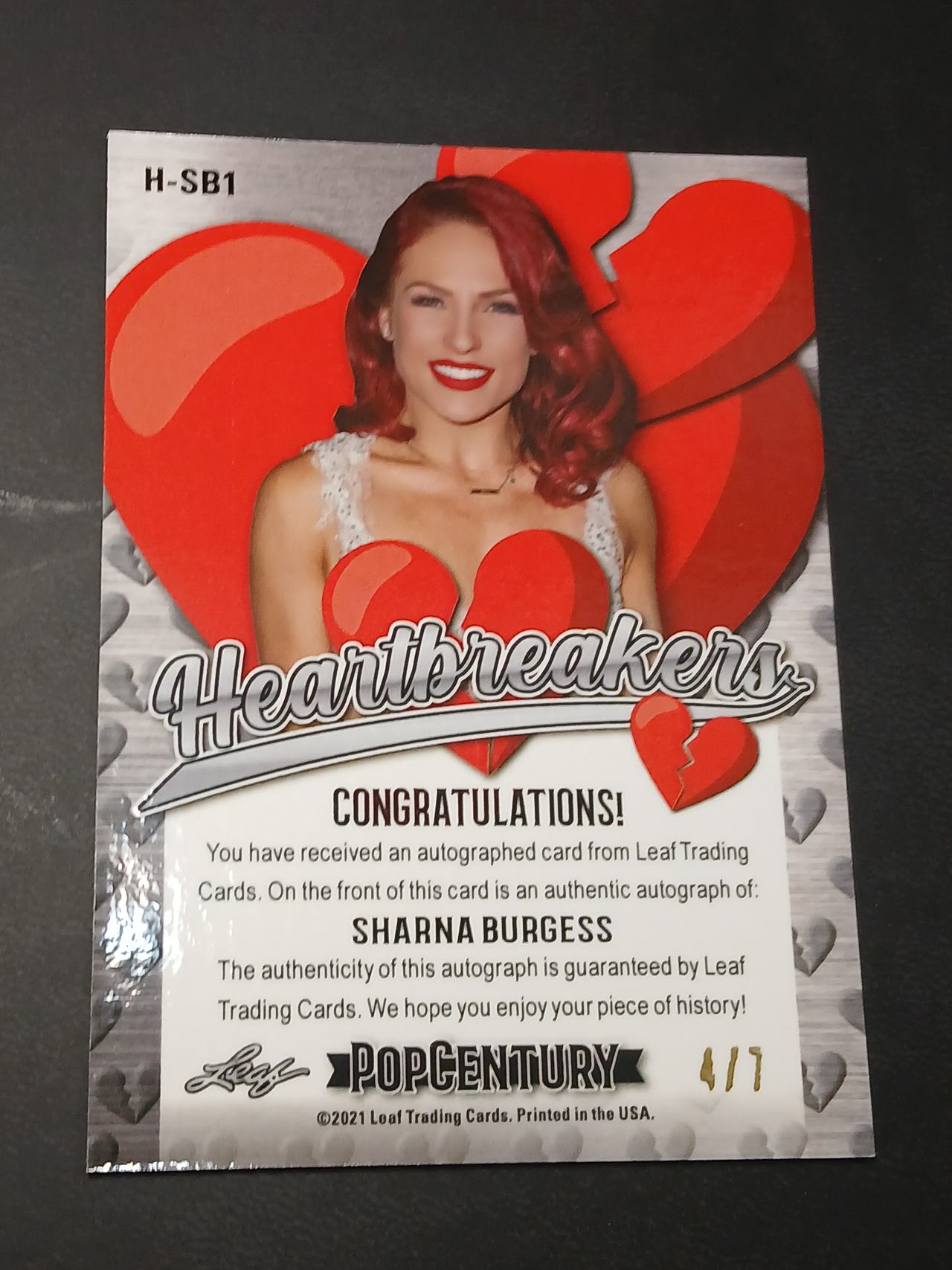 2021 Leaf Pop Century Heartbreakers Sharna Burgess Autograph Green Prismatic #/7