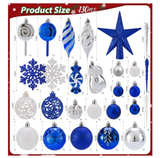130 Pcs Christmas Ball Ornaments, Christmas Tree Decoration Set Red Christmas - Image 4
