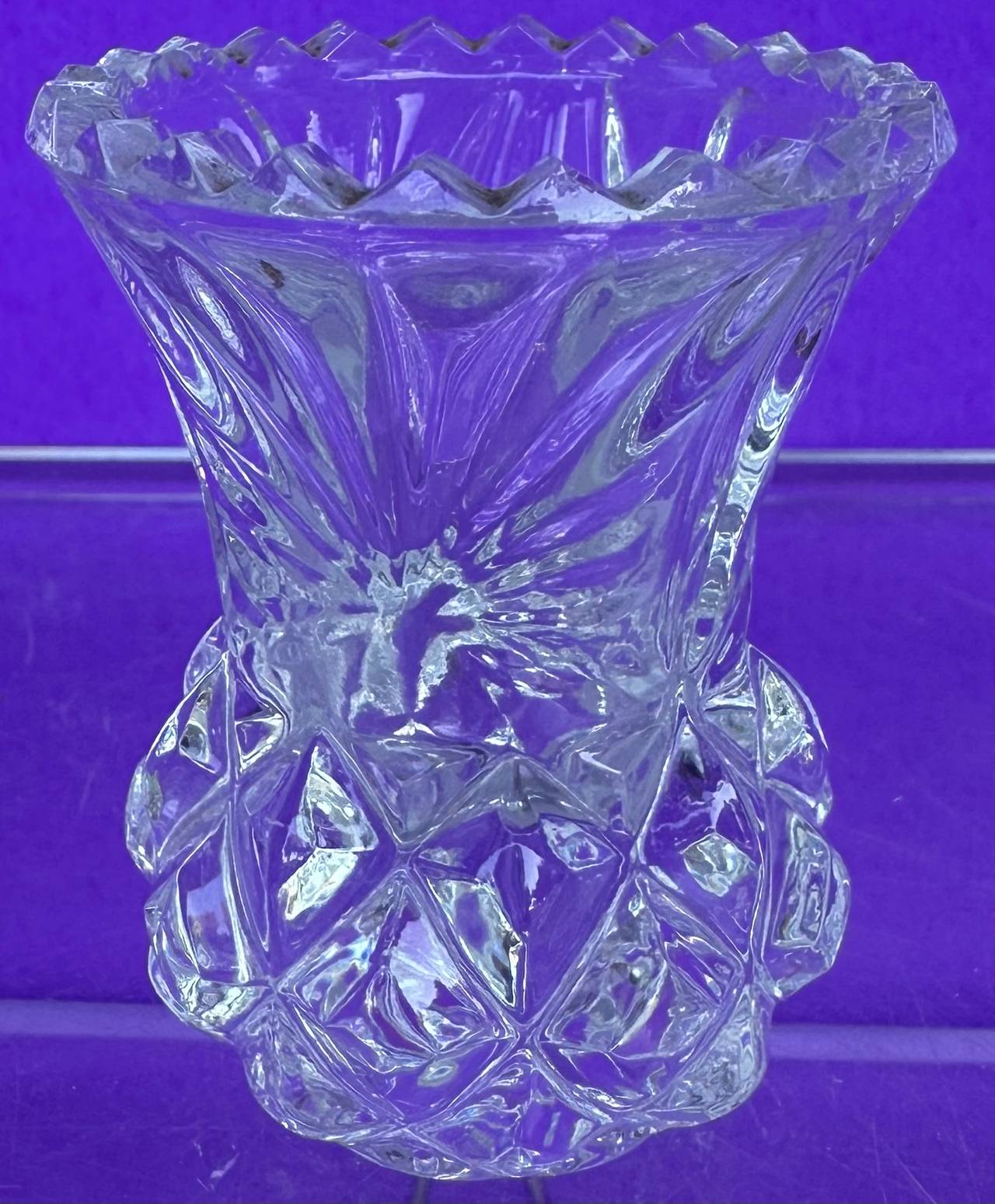 Diamond and Fan Cut Crystal Toothpick Holder/Bud Vase