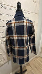 Max Studio Navy Blue Plaid Coatigan - Image 2