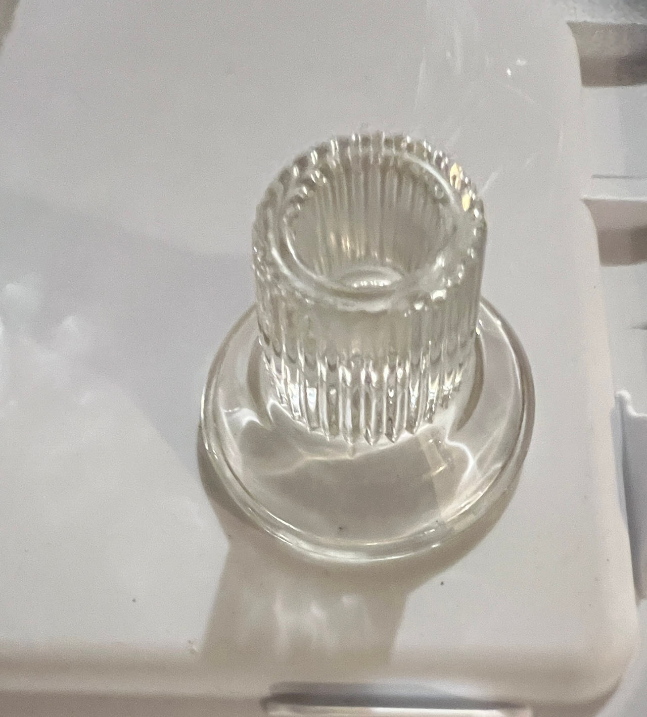 Ribbed Glass Taper Candle Holder