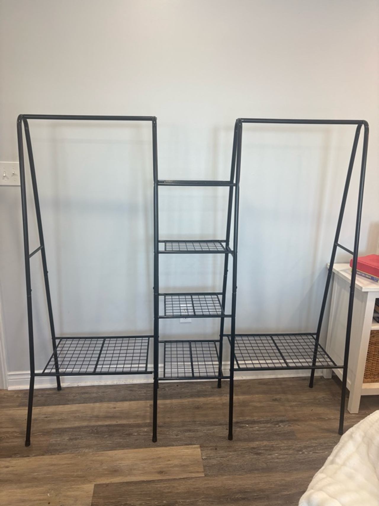 Brabantia Metal Garment Rack Black with Top Rod and Shelf