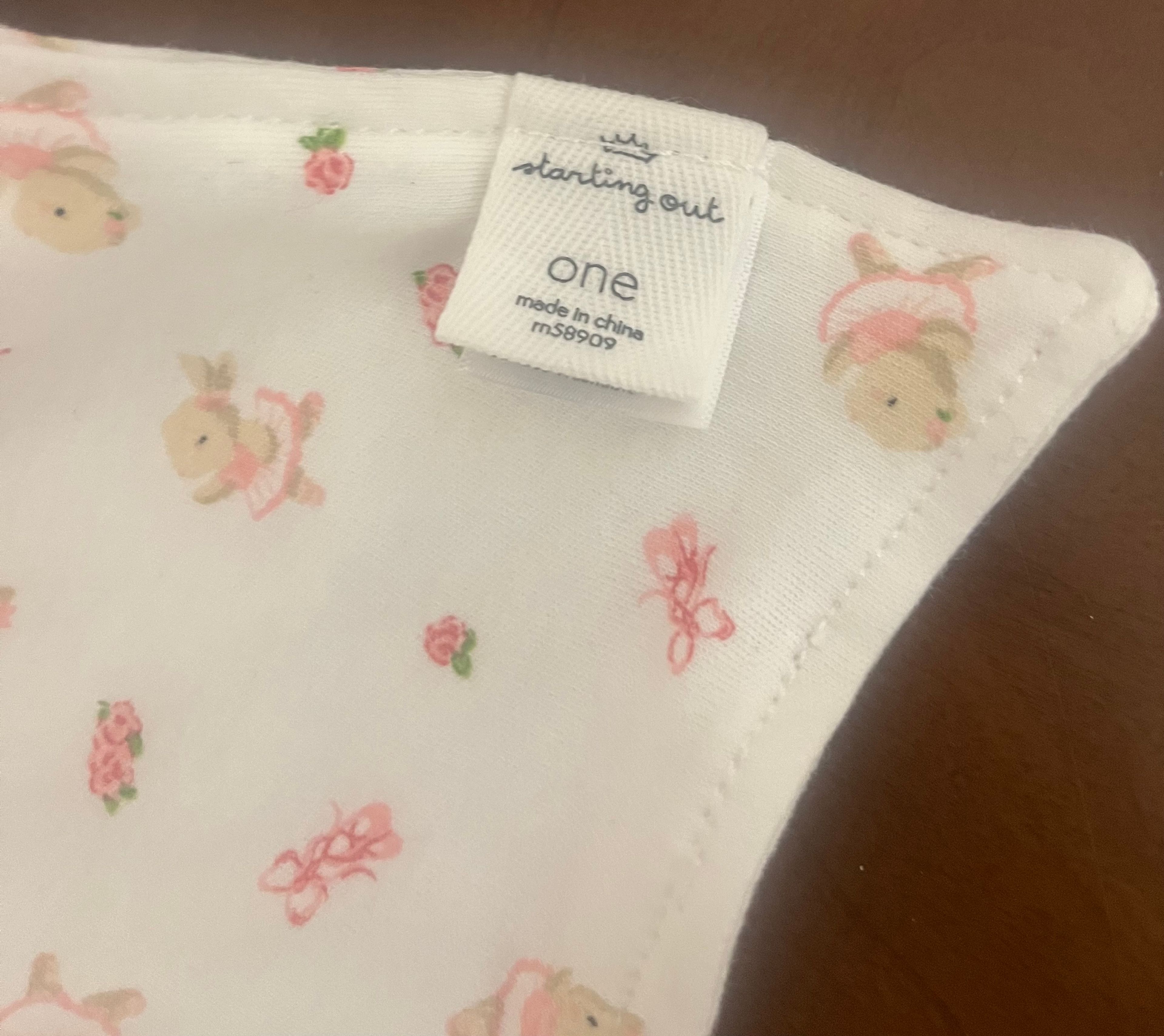 Starting Out Security Blanket Bear lovey White with Flowers - Image 2